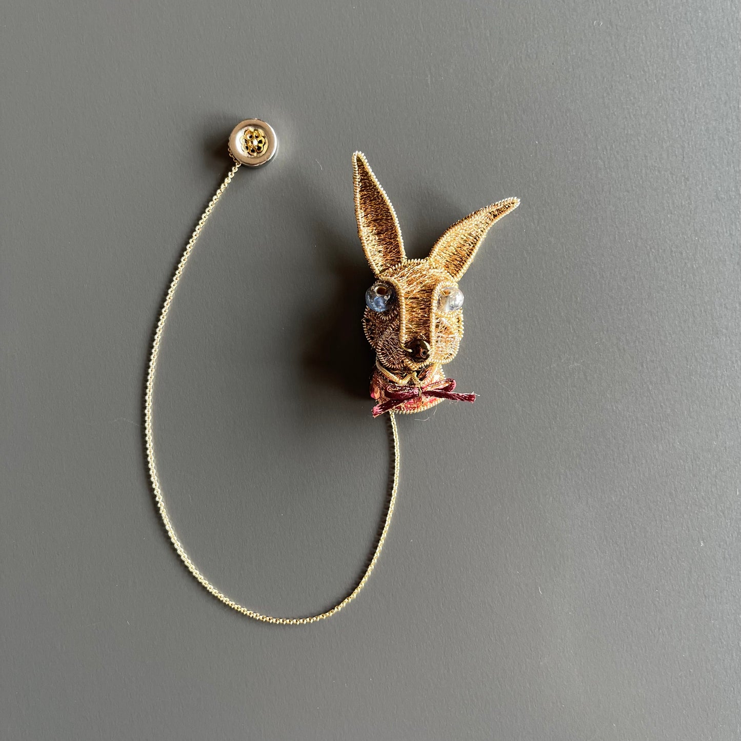 Rabbit - Magnetic Brooch with Frame (Austrian Metal Art)
