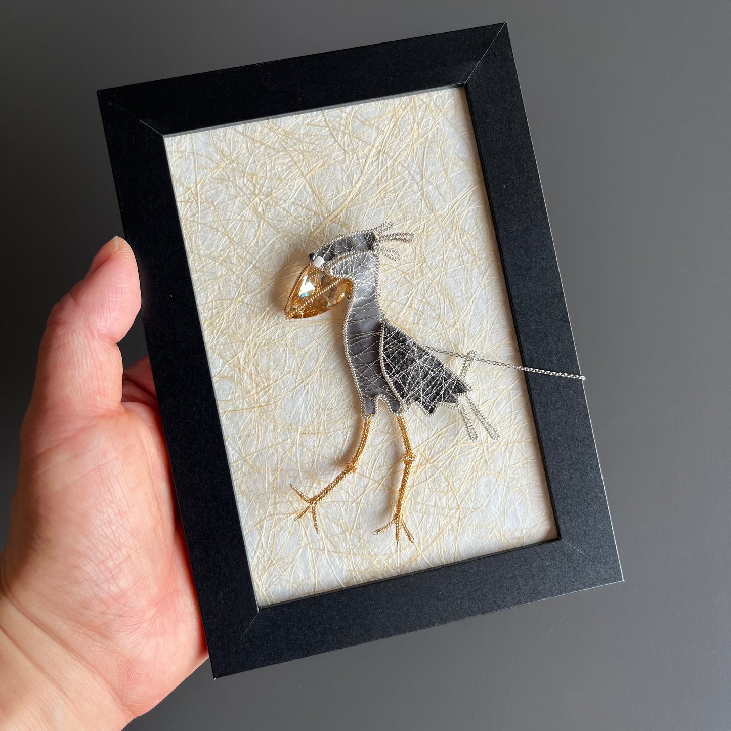 Shoebill – Magnetic Brooch with Frame (Austrian Metal Art)