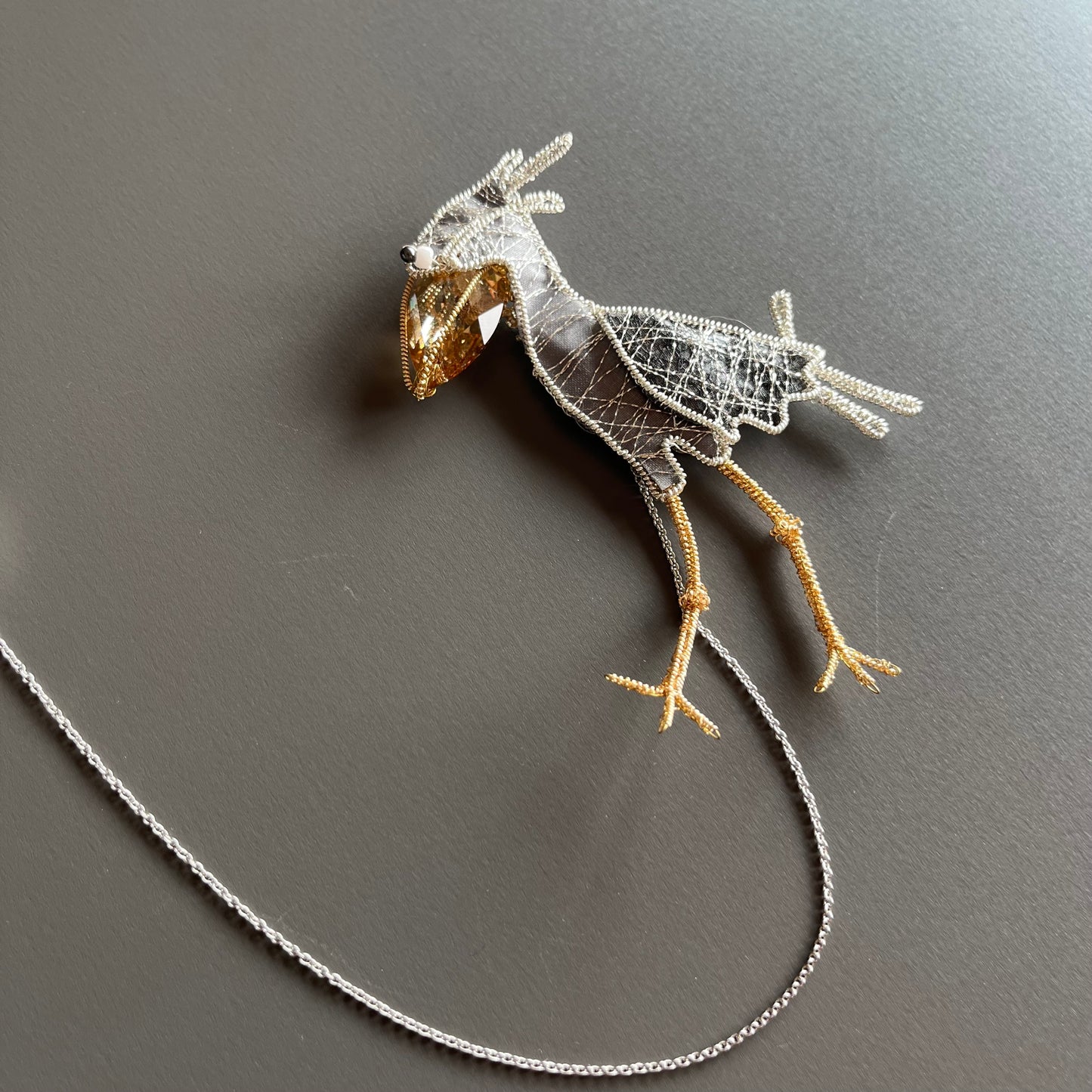 Shoebill – Magnetic Brooch with Frame (Austrian Metal Art)