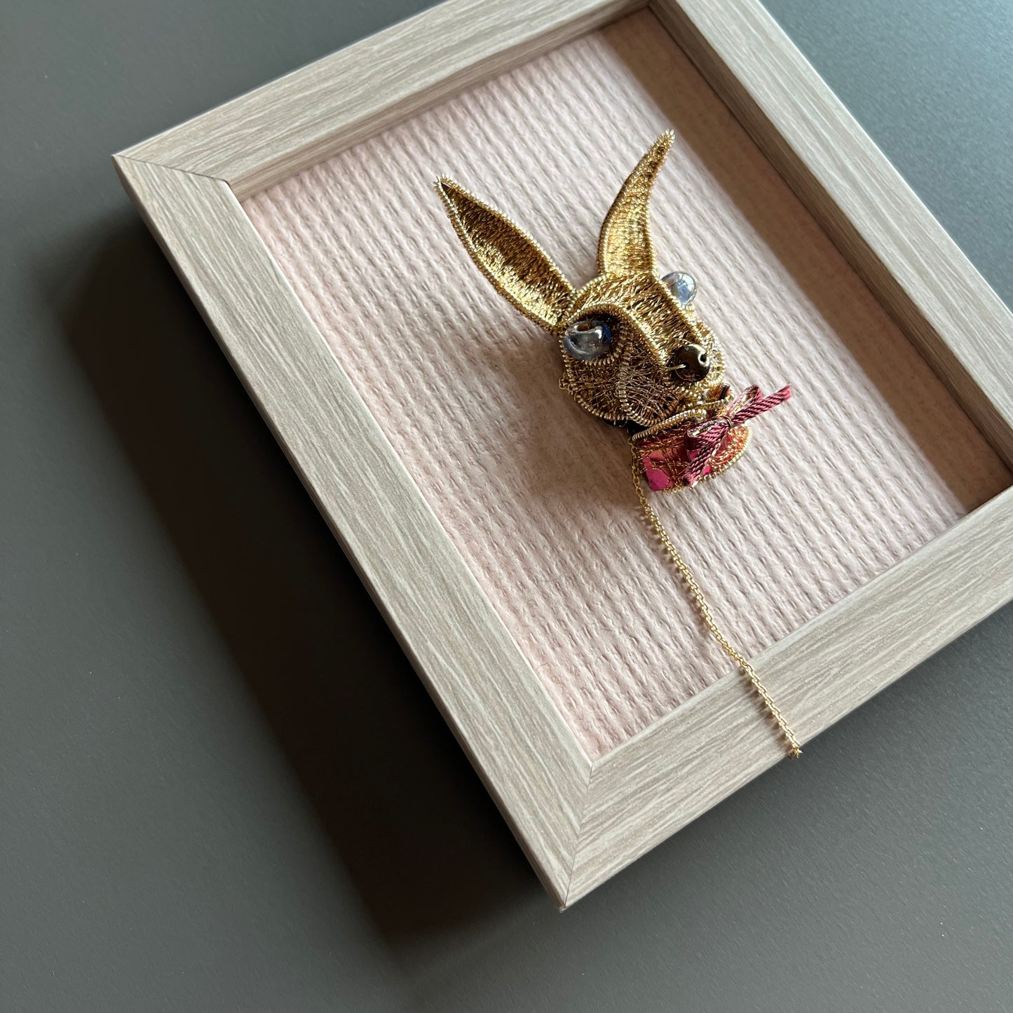 Rabbit - Magnetic Brooch with Frame (Austrian Metal Art)