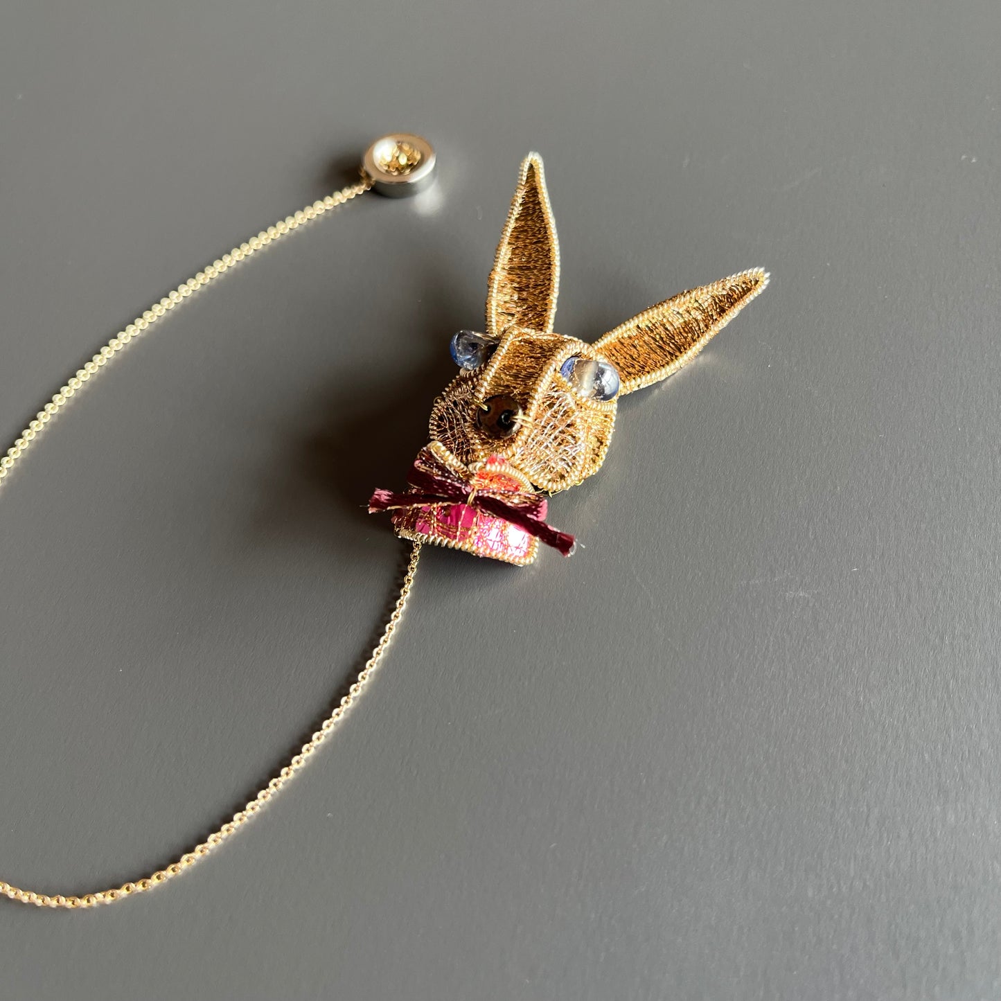 Rabbit - Magnetic Brooch with Frame (Austrian Metal Art)