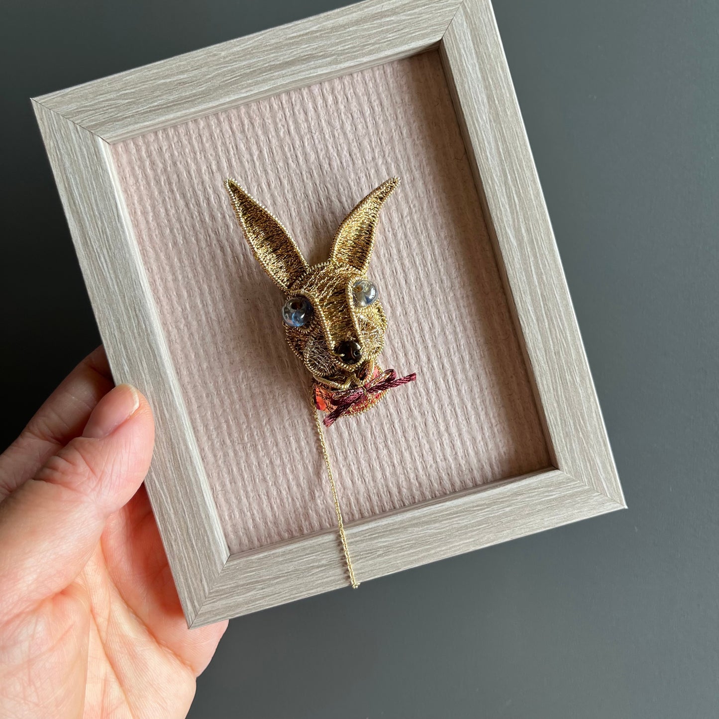 Rabbit - Magnetic Brooch with Frame (Austrian Metal Art)