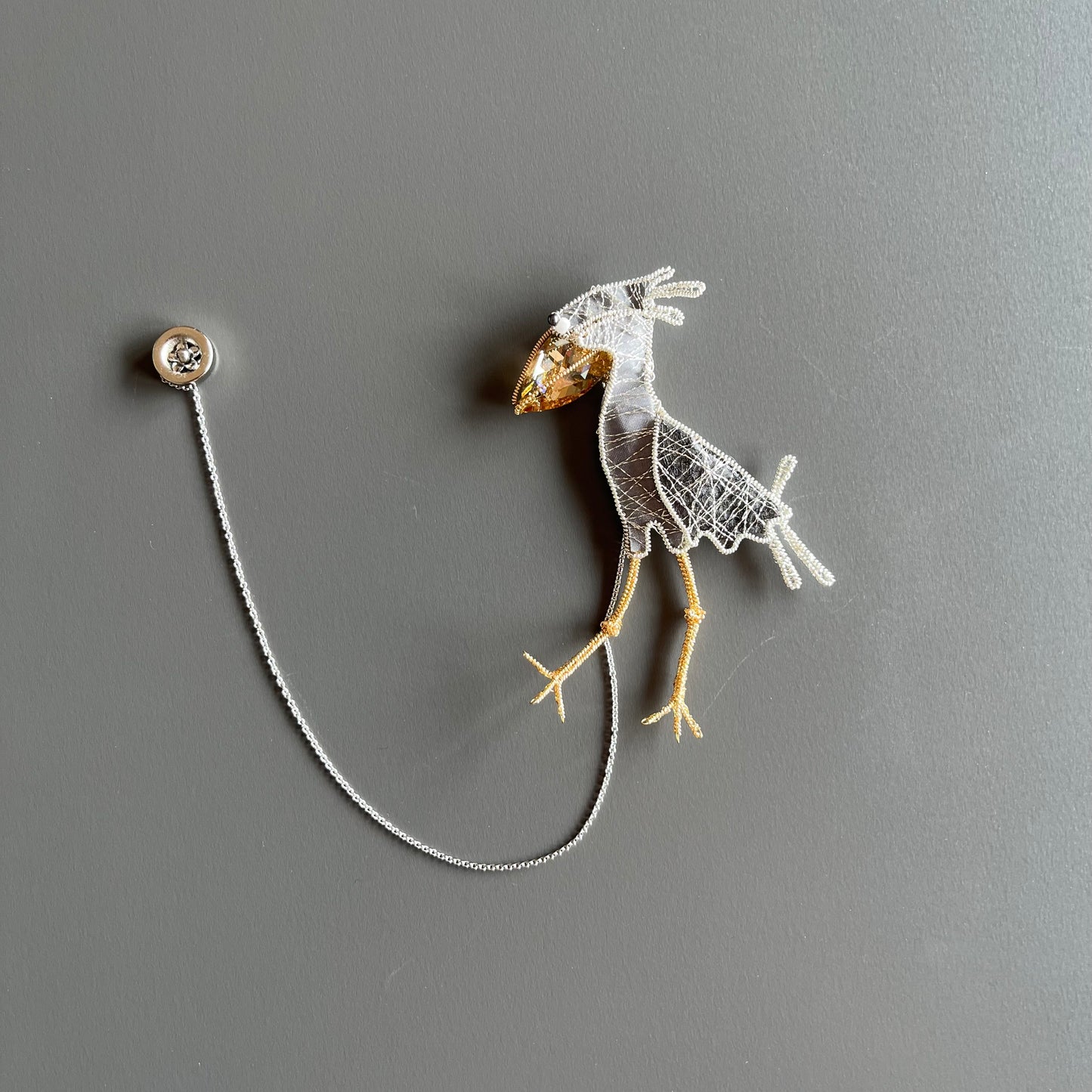 Shoebill – Magnetic Brooch with Frame (Austrian Metal Art)
