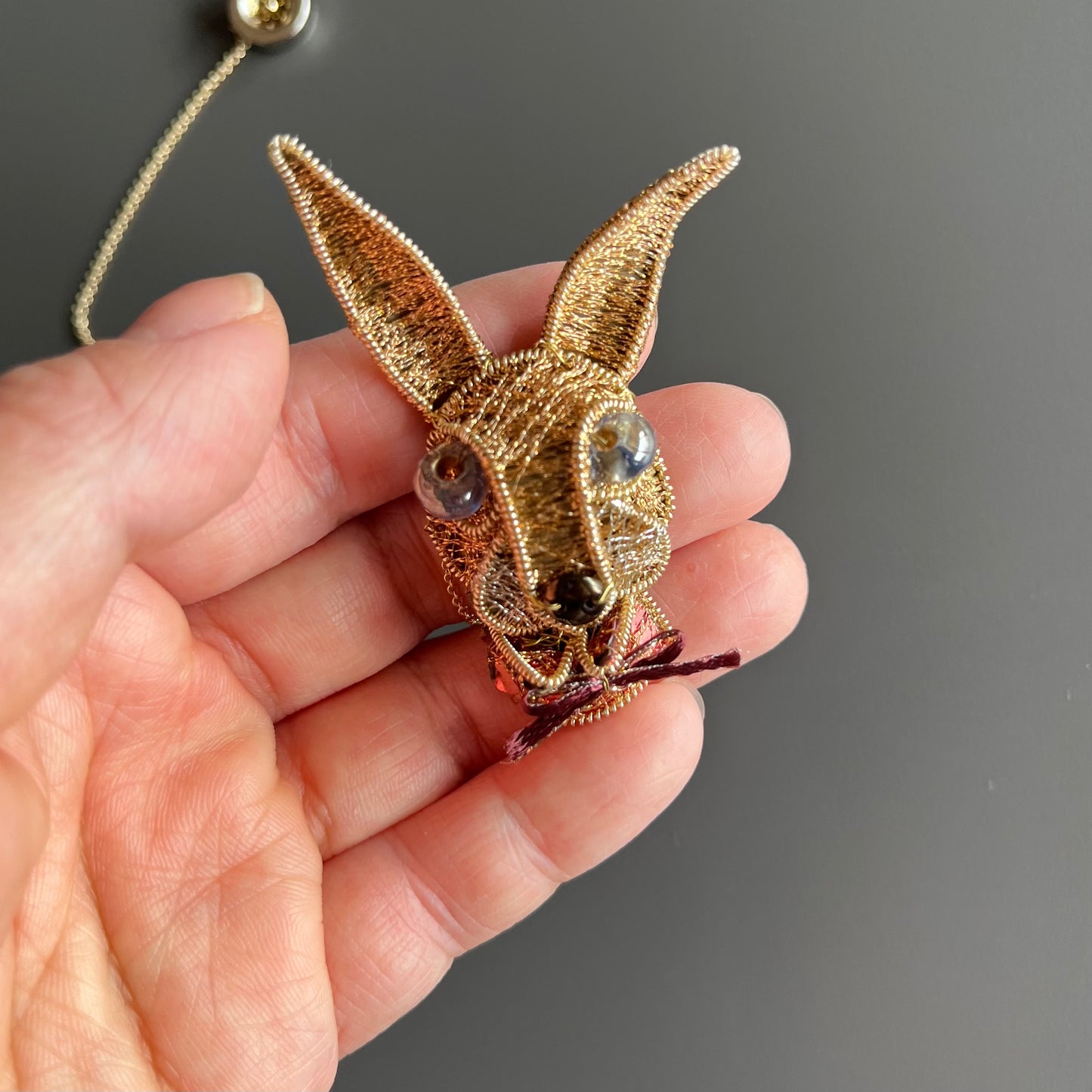 Rabbit - Magnetic Brooch with Frame (Austrian Metal Art)