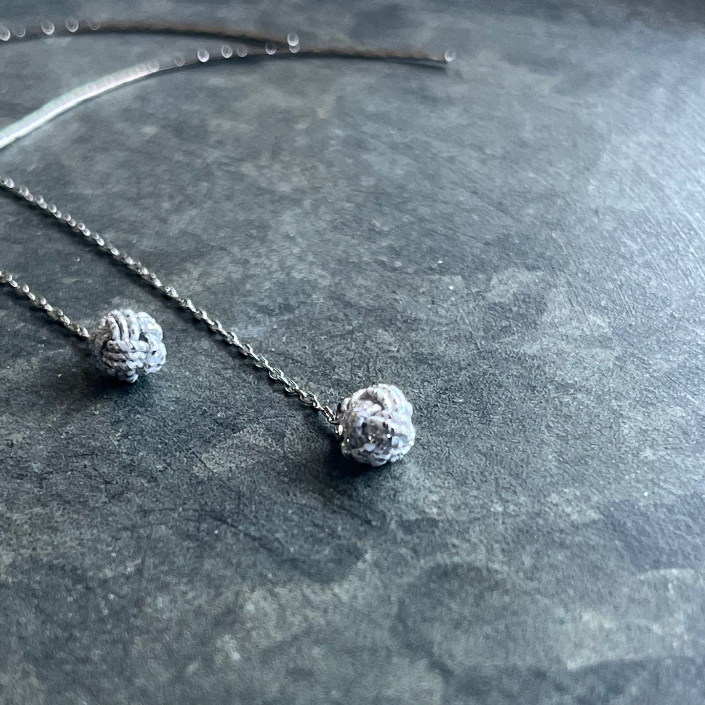 Japanese Mizuhiki Earrings -KIRARI- chain and Balls Gold Silver