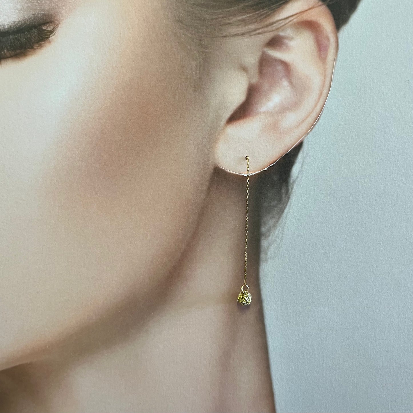 Japanese Mizuhiki Earrings -KIRARI- chain and Balls Gold Silver