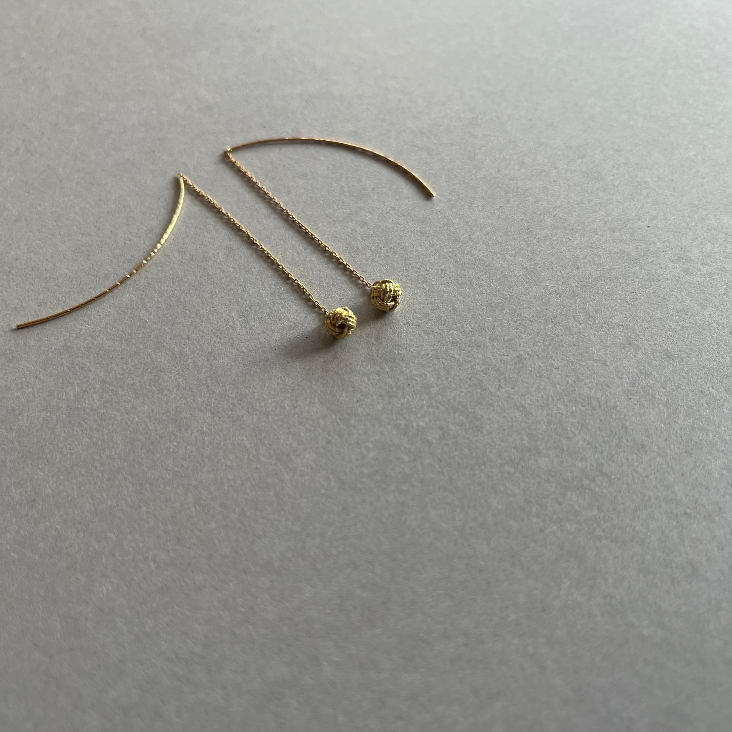 Japanese Mizuhiki Earrings -KIRARI- chain and Balls Gold Silver