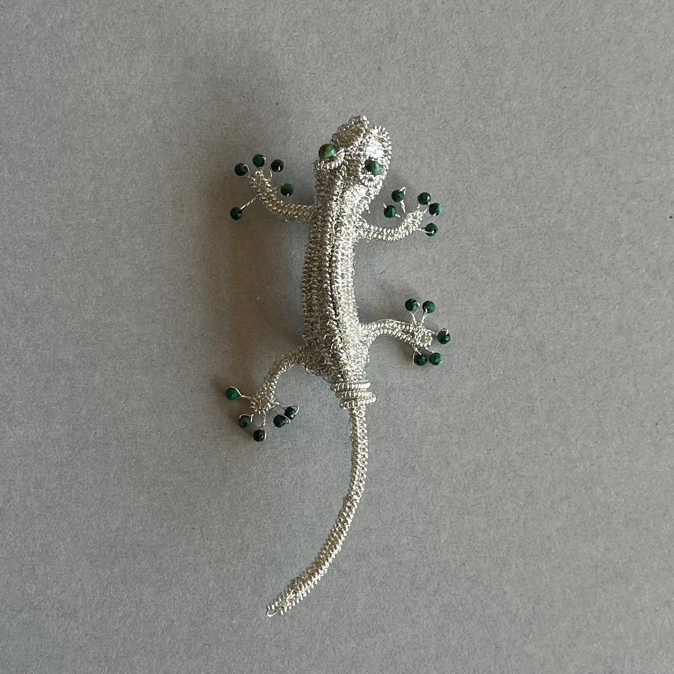 Austrian Metal Art Gecko Brooch (Malachite)