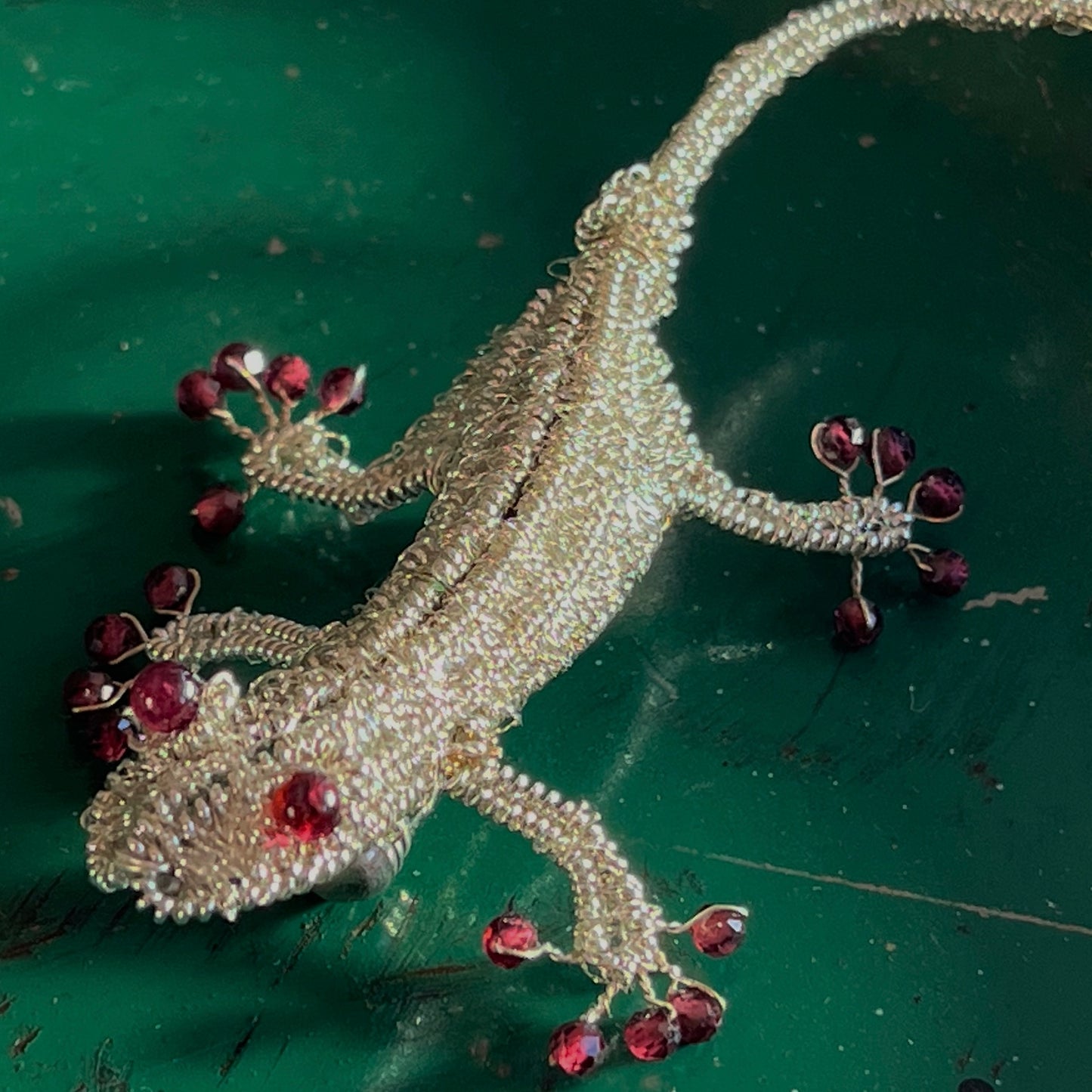 Austrian Metal Art Gecko Brooch (Garnet)