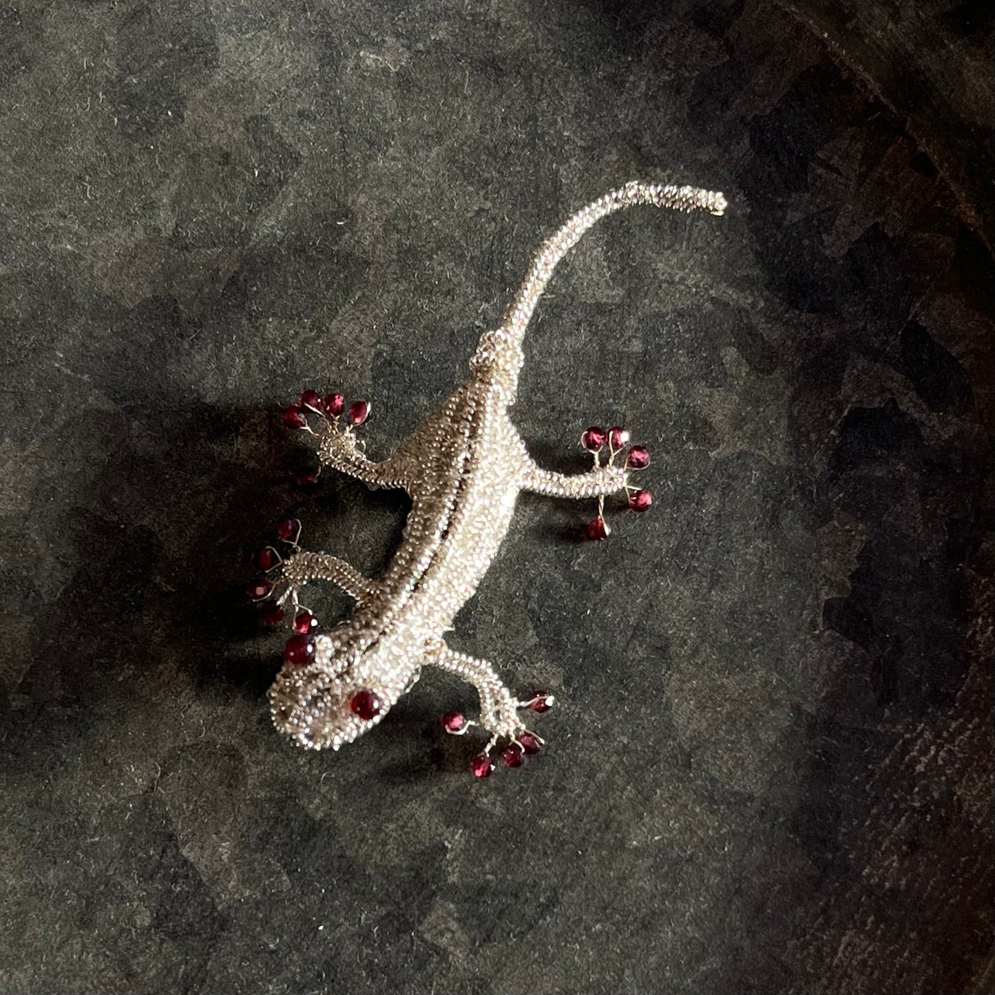Austrian Metal Art Gecko Brooch (Garnet)