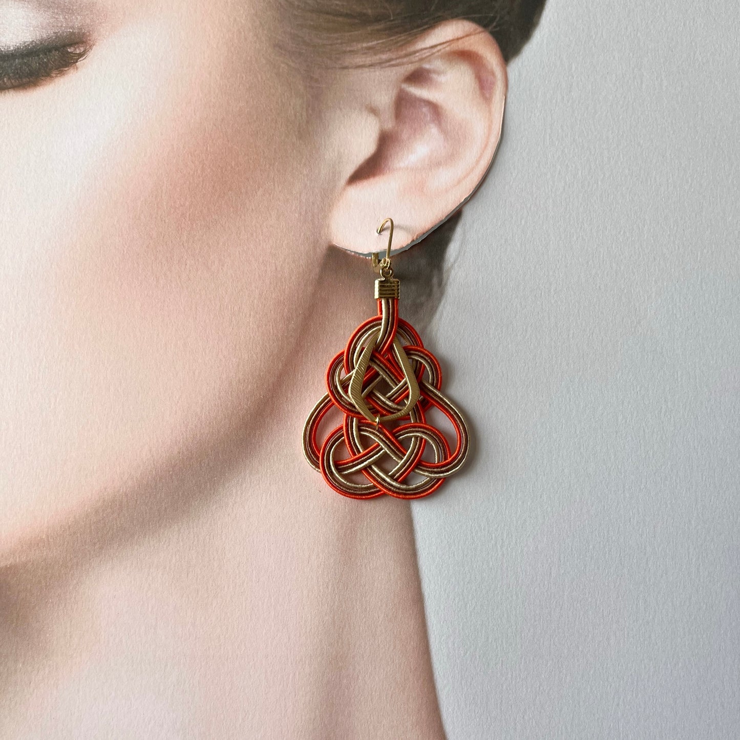 Japanese Mizuhiki Earrings -sound of happiness- Orange
