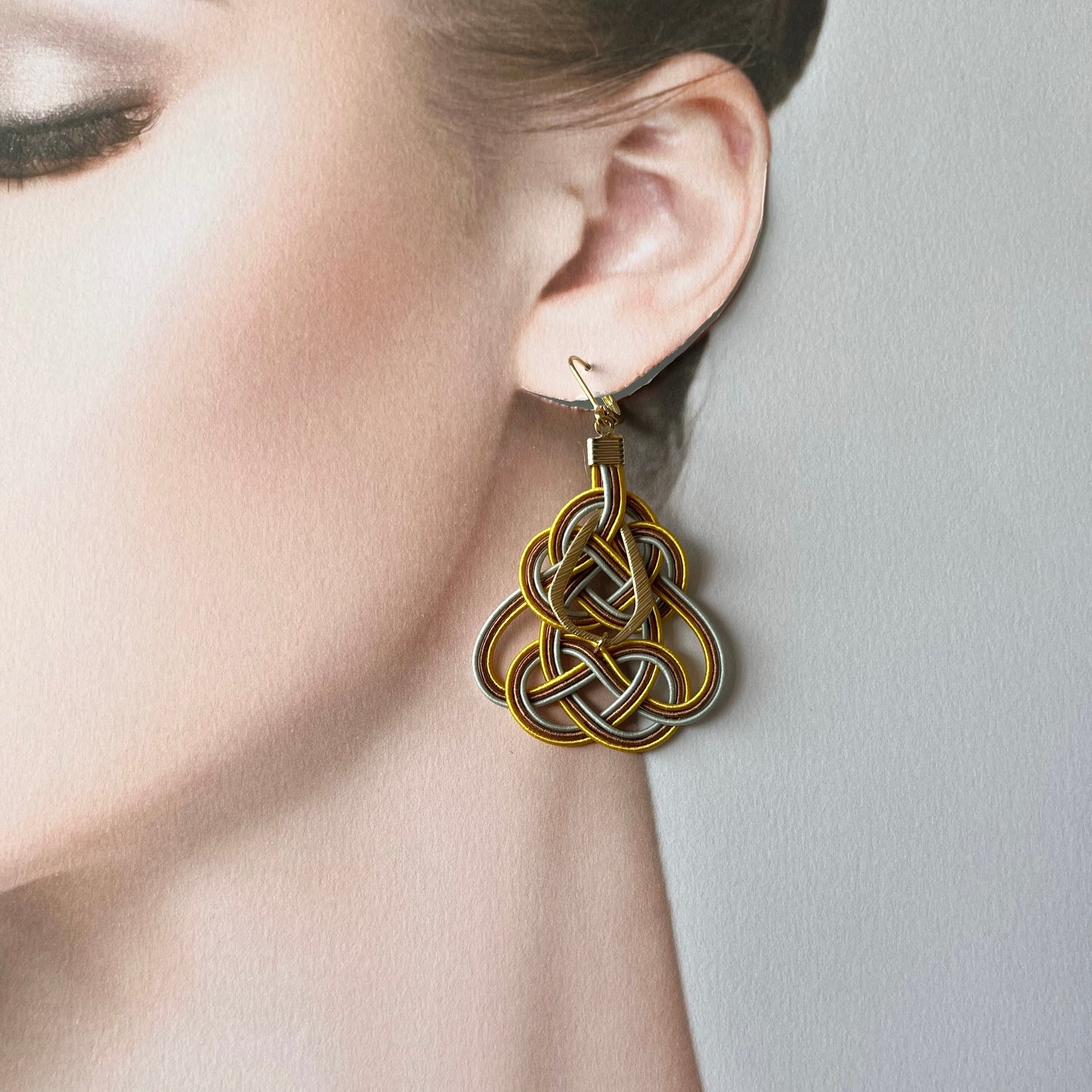 Japanese Mizuhiki Earrings - Sound of happines- Yellow