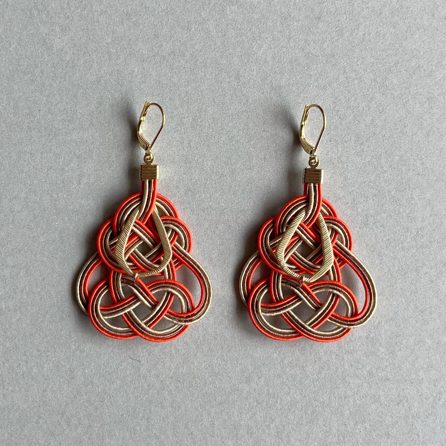 Japanese Mizuhiki Earrings -sound of happiness- Orange