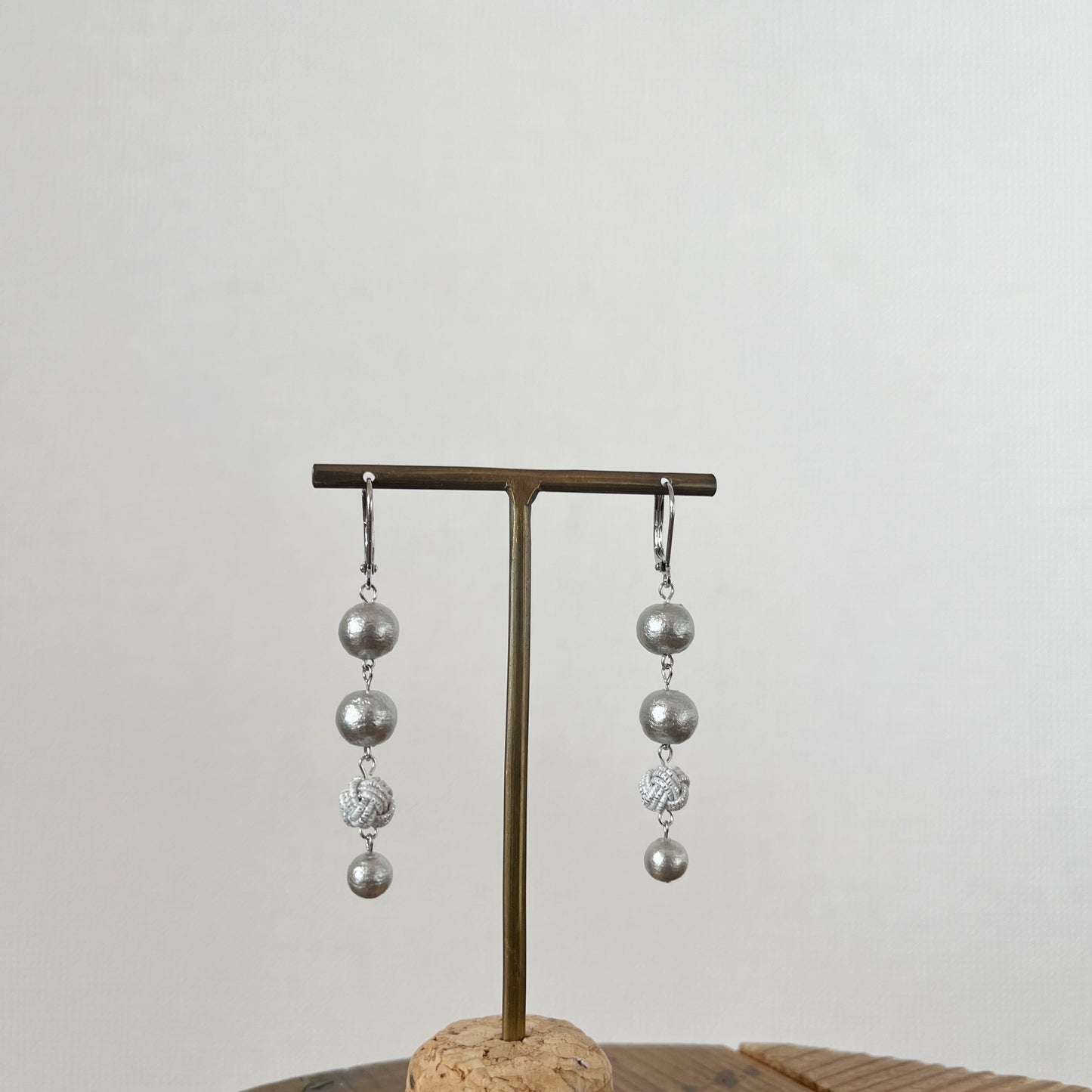 Dancing Droplets - Mizuhiki & Cotton Pearl Earrings
