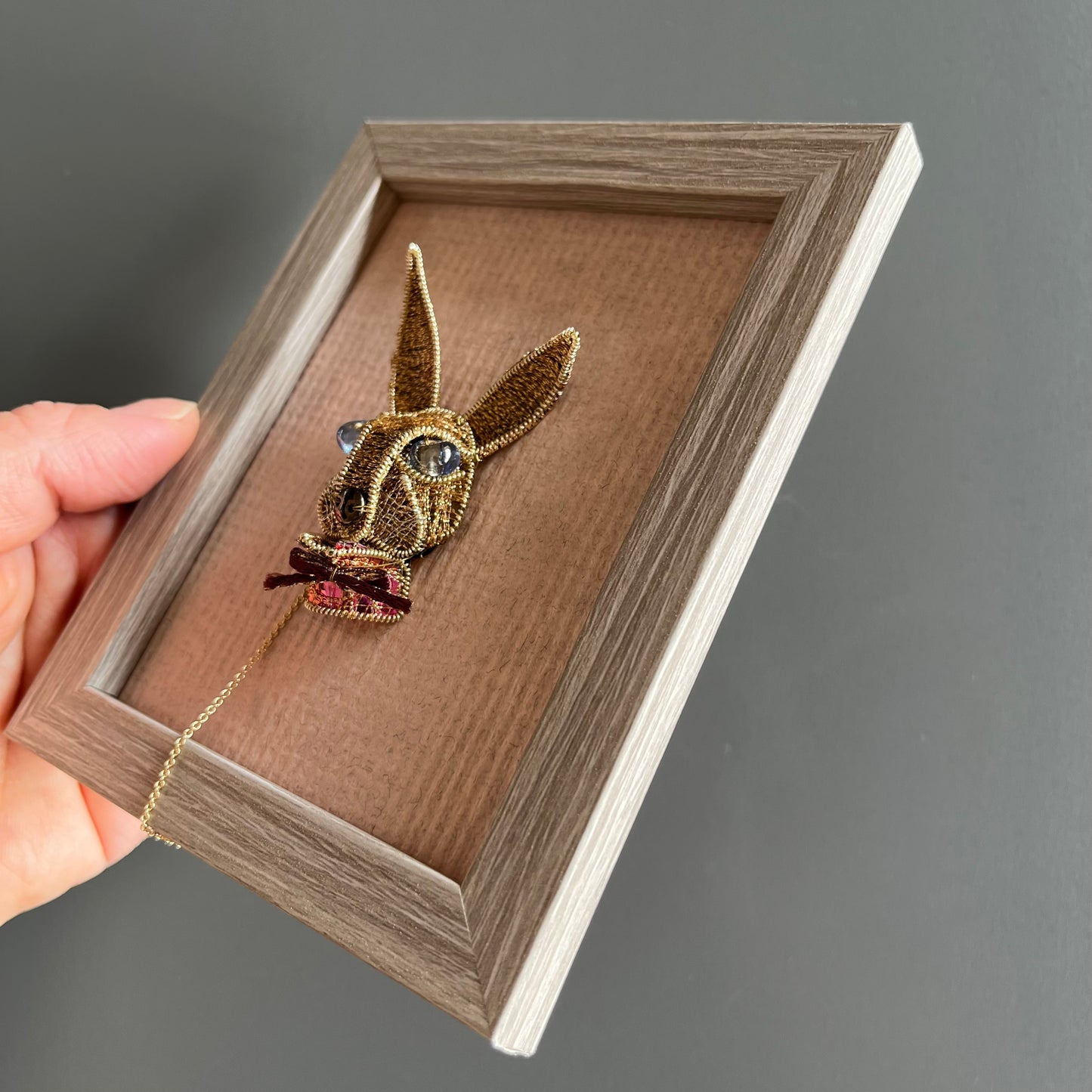 Rabbit - Magnetic Brooch with Frame  (Austrian Metal Art)