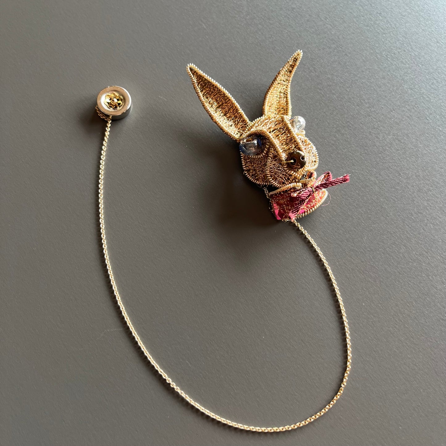 Rabbit - Magnetic Brooch with Frame  (Austrian Metal Art)