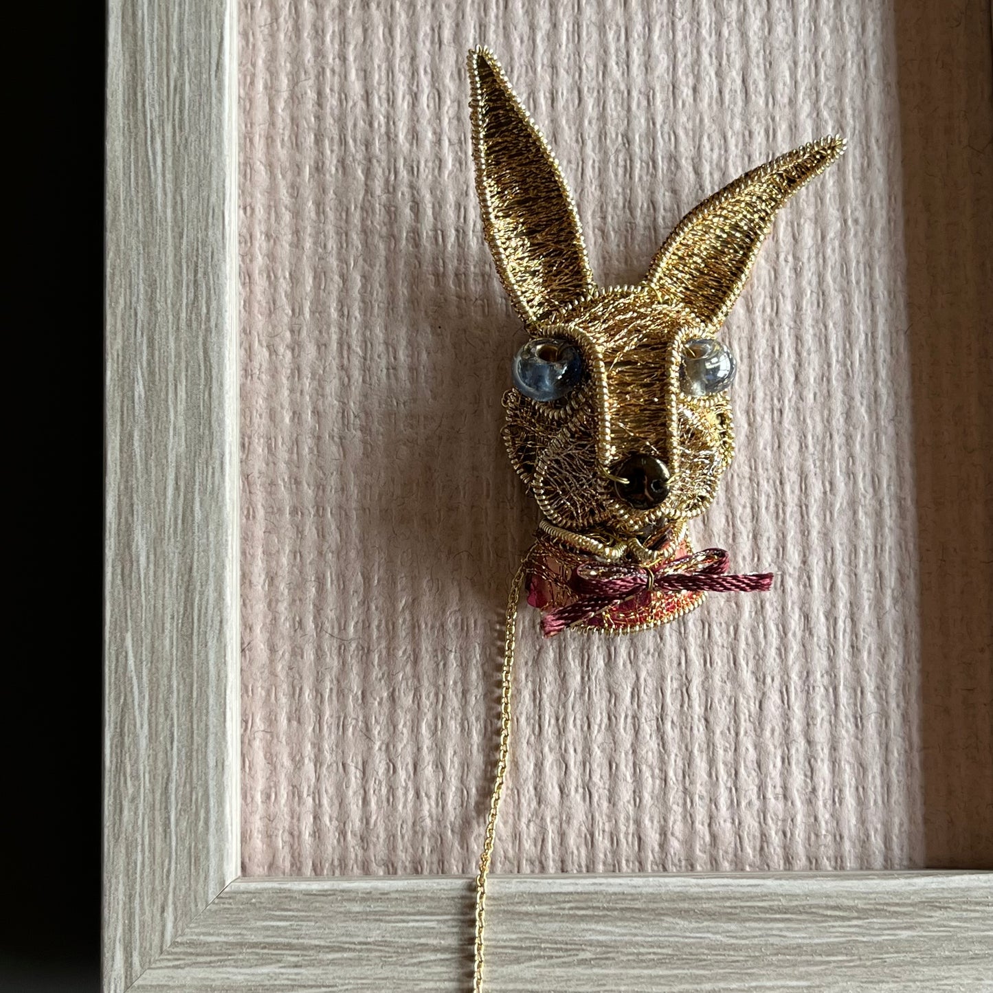 Rabbit - Magnetic Brooch with Frame  (Austrian Metal Art)