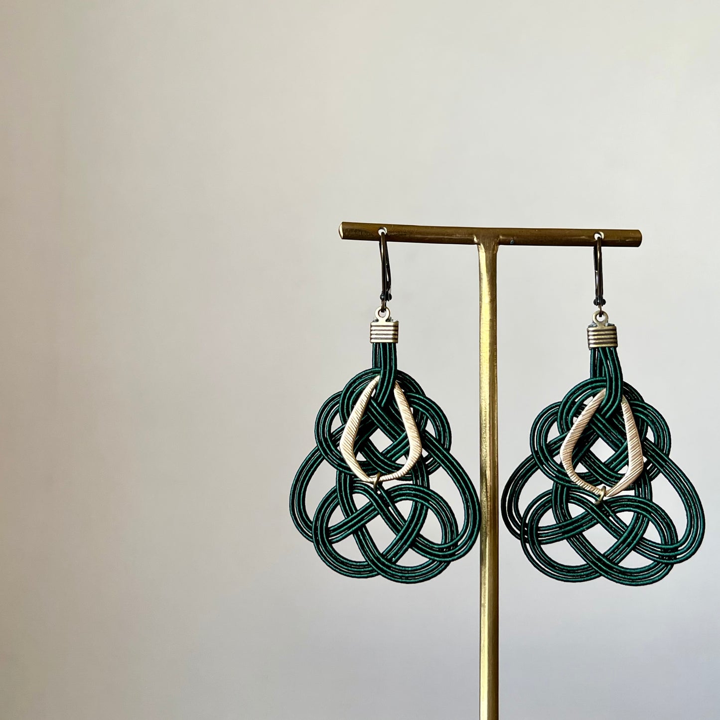 Japanese Mizuhiki Earrings-Sound of Bells- Black Green